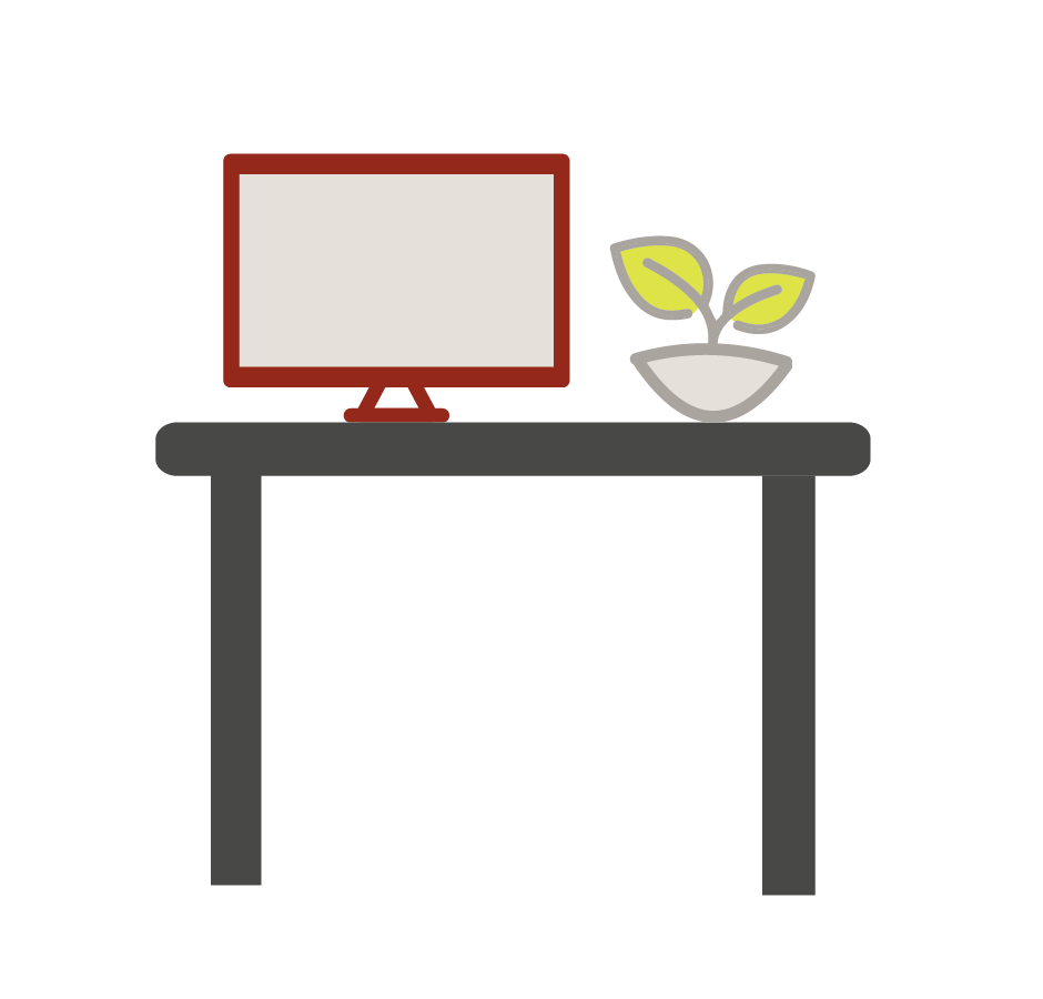 ergoflix Vector Icon Schreibtisch Büro Tisch mit Laptop und Pflanze