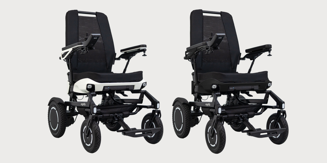 Der ergoflix® Vario, das weiße Modell und das schwarze Modell gegenüber gestellt.