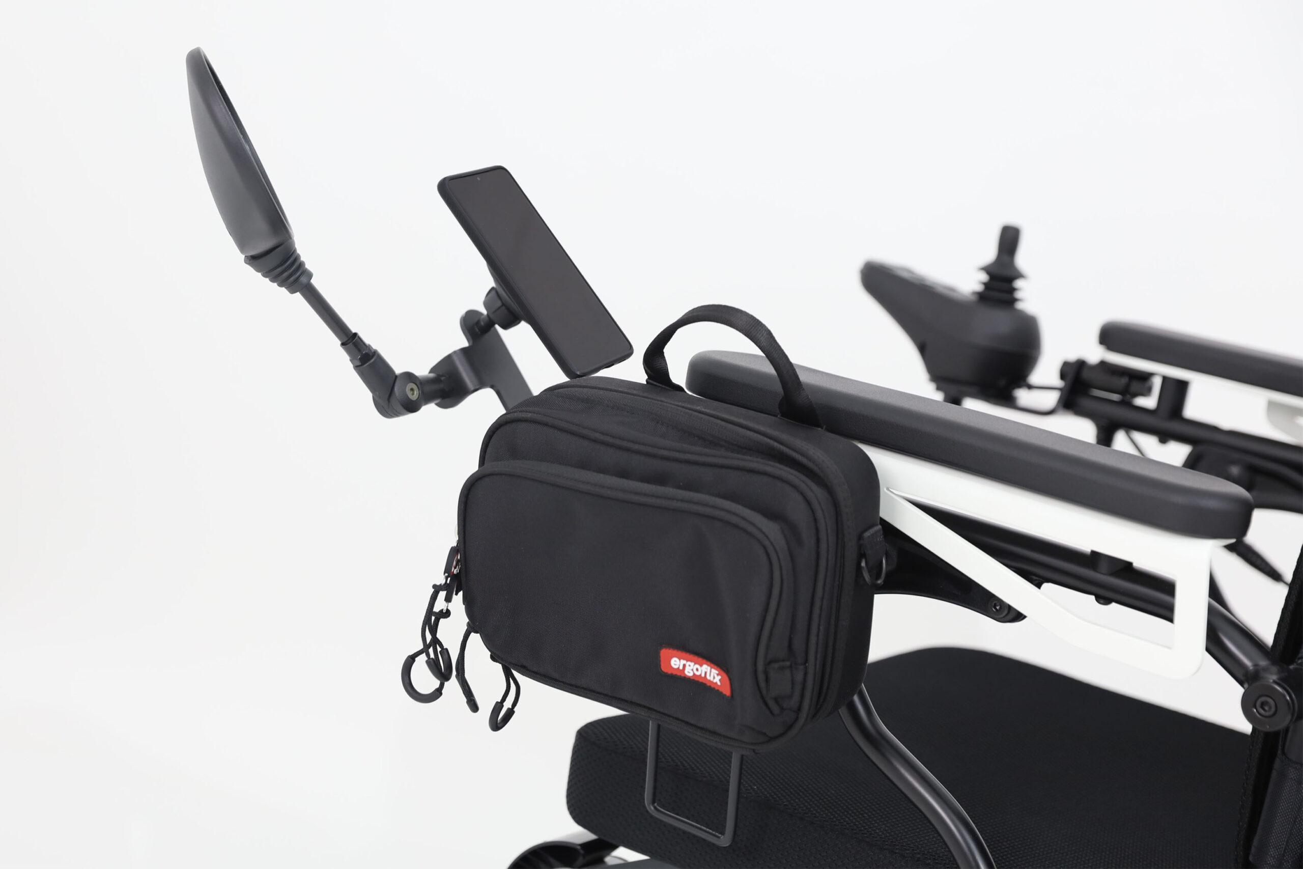 Universalhalter mit Taschen- und Handyhalter sowie R&uuml;ckspiegel