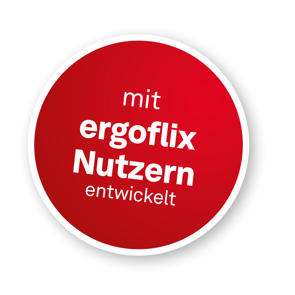 Störer mit der Inschrift "mit ergoflix Nutzern entwickelt".